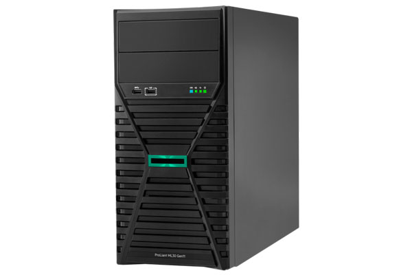 惠普HPE ProLiant ML30 Gen11入门级塔式服务器主机4个LFF硬盘位(英特尔至强 E-2478 2.8GHz 八核心|64GB 内存|4块*1.2TB SAS 硬盘|E208e-p 阵列卡|单电源|三年保修)